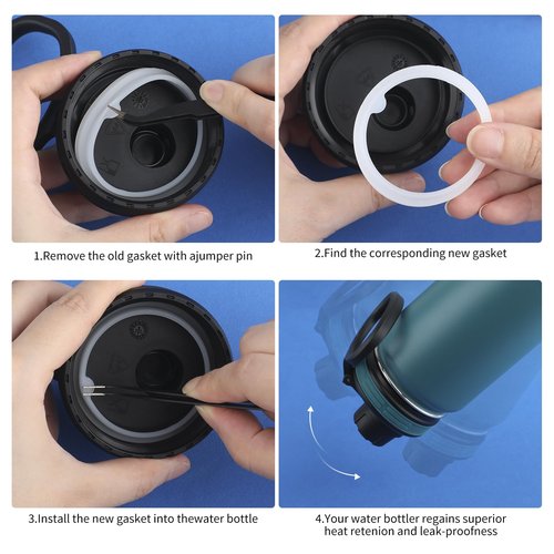13PCS Water Bottle Gaskets Replacement for Thermoflask 24/32/40/64oz, Silicone Seal O Ring with Tweezers Leak Proof Seal for Hydroflask and takeya, Bottle Lids, Chug Lid, Chug Spout, Vent Hole