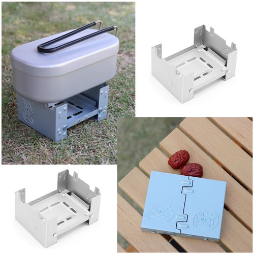 RecDec 2 Pack Solid Fuel Stove Portable Compact Mini Foldable Solid Alcohol Spirit Wax Tablets Stand Burner for Camping Outdoor Backpacking Hiking Trekking Survival Picnic