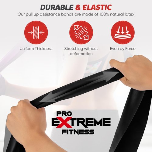Resistance Pull Up Assist Bands for Workout, Weightlifting, Bodybuilding, Crossfit, Yoga, Pilates, Swimming, Running, Biking