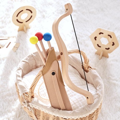 Etucdose Kids Bow and Arrow Set | Wooden Archery Toy for Kids | Includes 3 Arrows, 3 Targets, 1 Quiver | Indoor and Outdoor Archery Bow Gift Toys for Boys and Girls Aged 3+ Wooden Toys