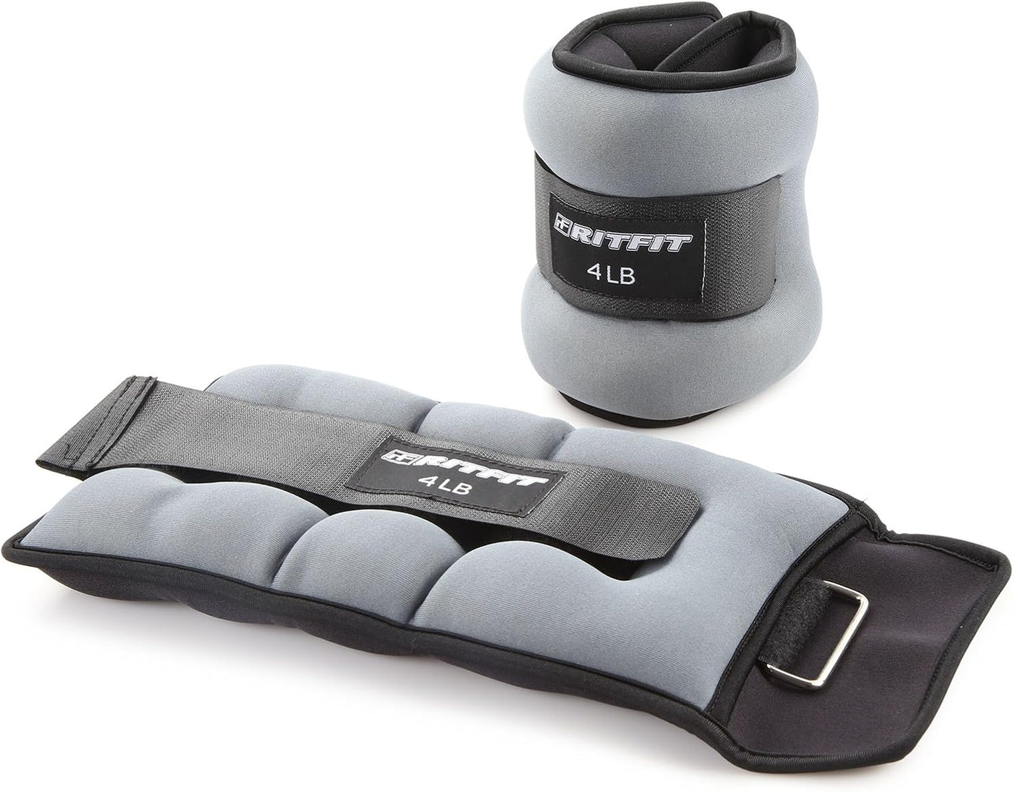 RitFit Ankle Wrist Weights (1 Pair) 1 1.5 2 3 4 5 LB Each with Fully Adjustable Strap for Arm, Hand & Leg - Best for Walking, Jogging, Gymnastics, Aerobics