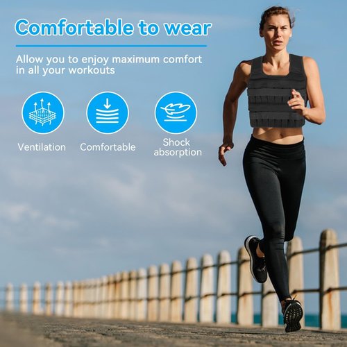 35KG Weighted Vest（Without Weight）, 53x44cm/20.9x17.3in Strength Training Fitness Sandbag Adjustable Sports Running Mesh Vest for Men Women