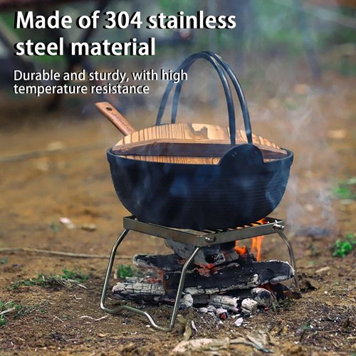 Portable Folding Campfire/Camping Grills,Heavy-Duty 304 Stainless Steel Grates, with Carrying Bags, for Camping, Picnics, Fire Pit Cooking, Outdoor Adventures