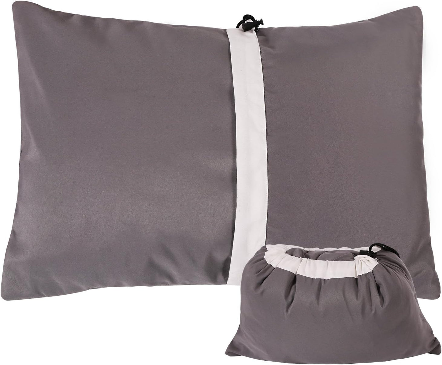 REDCAMP Small Camping Pillow Lightweight and Compressible, Flannel Travel Pillow with Removable Pillow Cover, 2 Pack
