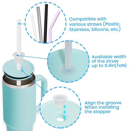 BOSORIO 11pcs Stoppers and Straws Comppatible with Hydroflask Tumbler, Replacement Straw Accessories for Hydro Flask Tumbler 20oz, 28oz, 32oz, 40oz, Fits Most Straws(Clear）