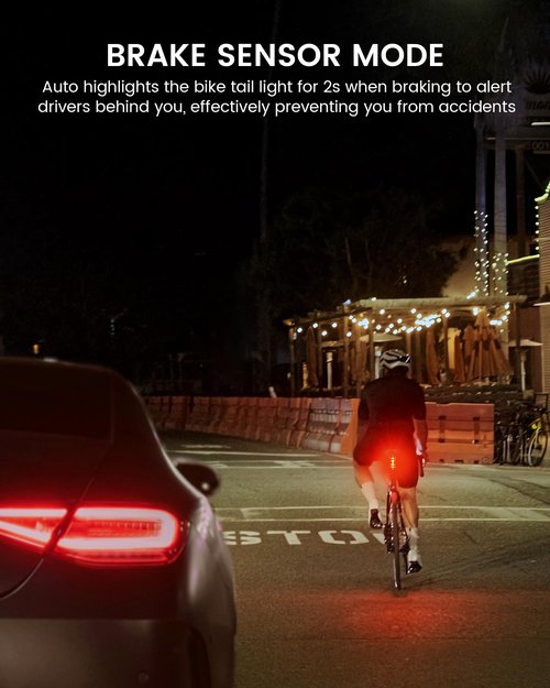 RAVEMEN TR150 Bike Tail Light, 280° Visible Bike Rear Light with Brake Detection and Auto On Off Feature