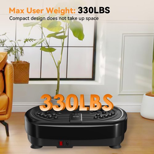 UCIN Vibration Plate Exercise Machine, Vibration Plate for Lymphatic Drainage, 330 Lbs Capacity Vibrating Plate for Weight Loss Home Fitness with Resistance Bands/Pilates Ball (Black)