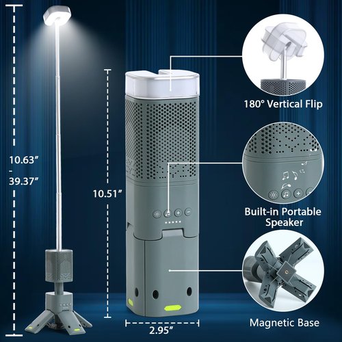 Yoobao Camping Lantern Rechargeable, 14000mAh Battery Operated, Outdoor Telescopic Camping Tent Lights, 5 Light Modes, Magnetic Base, LED Flashlight Camping Essentials for Camping, Hiking, Emergency