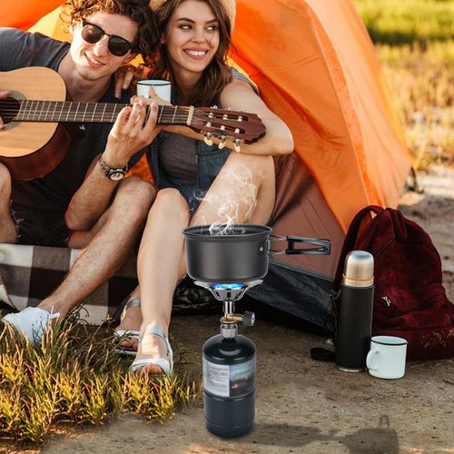 WADEO Camping Propane and Isobutane Stove, Single Burner Camp Stove with Piezo Ignitor, Portable Backpacking Stove for Outdoor Cooking, Hiking, Camping Trips, Beach and Car Camping(Fuel not included)