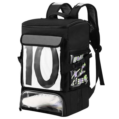 POIXM Soccer Backpack, Soccer Bags for Boys All-in-One Design with Separate Cleat, Jersey, Ball, and Laptop Compartments, Gifts for Boys