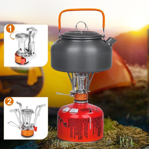 Bisgear Camping Cookware Kettle Backpacking Stove Mess Kit, Camping Pots and Pans Set with Cups Plates Utensils, Camping Kitchen Accessories Cooking Set Survival Gear