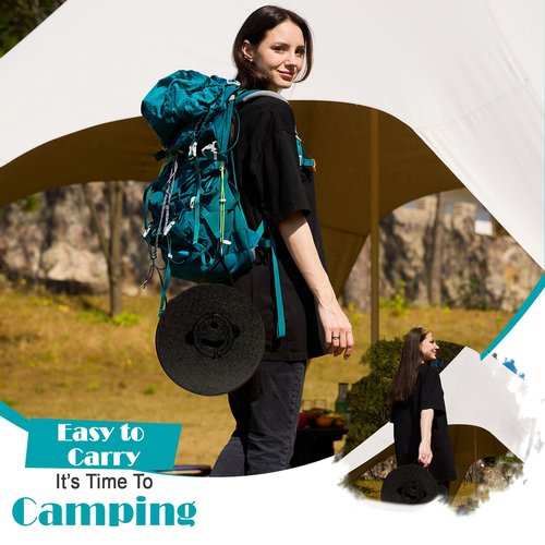 Spisces 19.7” Heavy Duty Collapsible Stool with Cushion - Portable, Foldable Camping Stool for Adults, Max Capacity 1000lbs