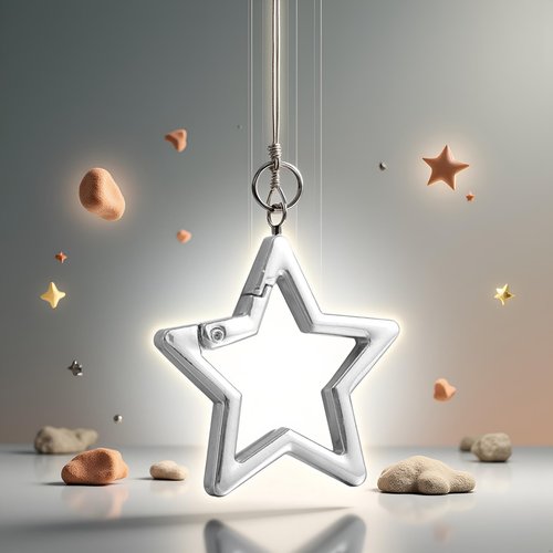 Star Shaped Stainless Steel Keychain Clip,Small Carabiner Snap Hook Holder Hook Clip Locking Carabiner, Key Holder Carabiners for Keys and Wallet Accessory with Key Chain Rings