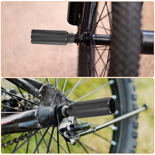 HARFINGTON Bike Pegs Aluminum Alloy Rear Stunt Pegs Anti-Skid Back Seat Stands Fit 3/8" Axles for Mountain Bike BMX, Black
