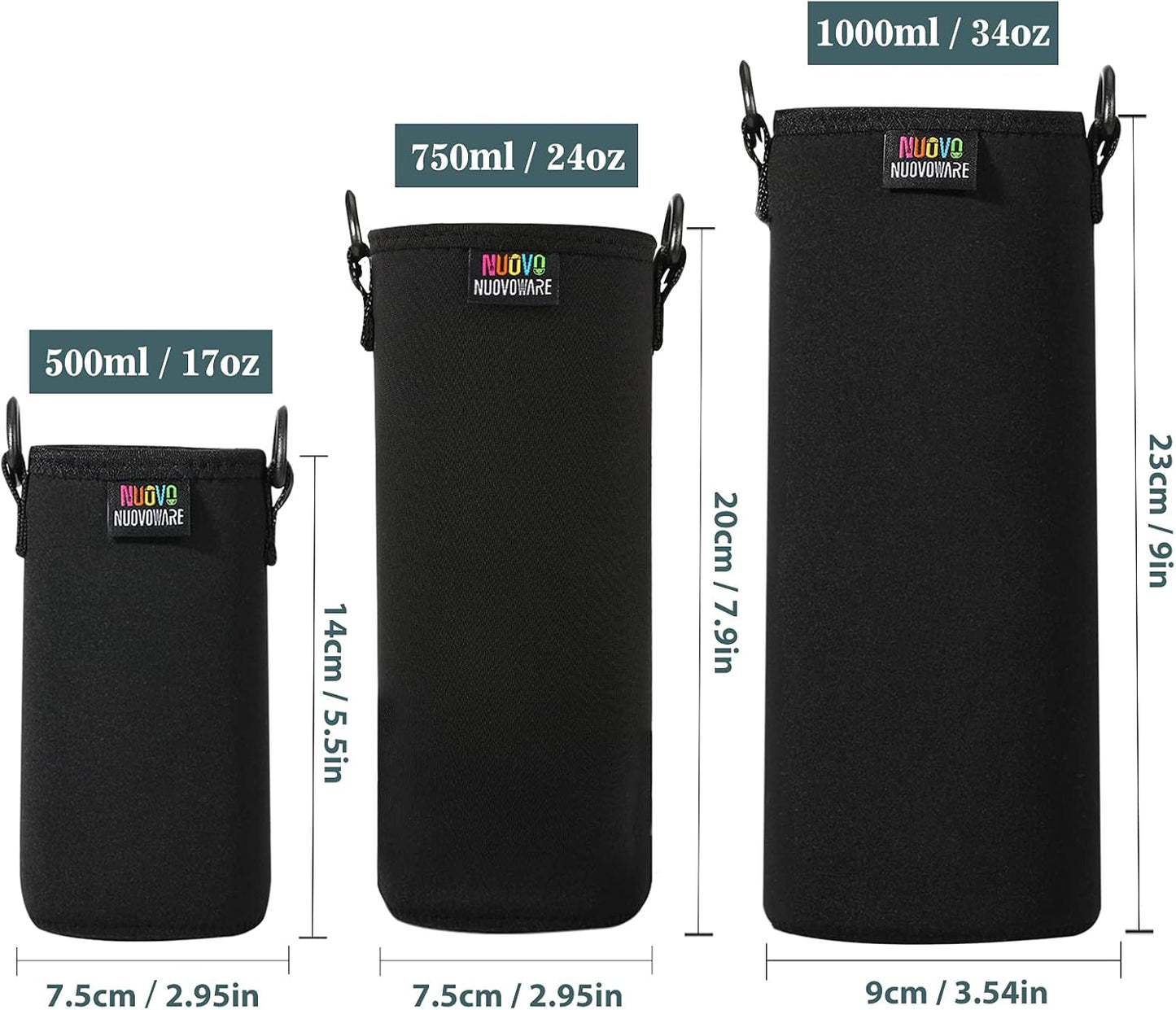 Nuovoware Water Bottle Carrier Bag, Premium Neoprene Portable Insulated Water bottle Sling Holder Bag 1000ML with Adjustable Shoulder Strap for Men Women Hiking, Sling Bottle Bag Case
