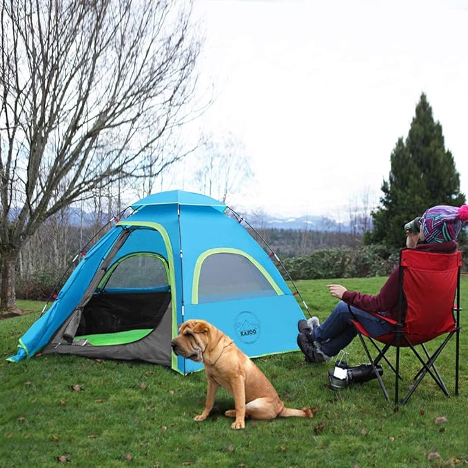 KAZOO Outdoor Camping Tent 2/4 Person Waterproof Camping Tents Easy Setup Two/Four Man Tent Sun Shade 2/3/4 People