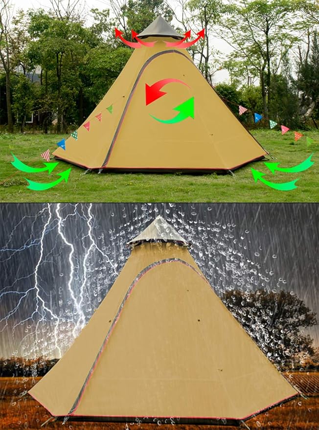 12'x10'x8'Dome Camping Tent 5-6 Person 4 Season Double Layers Waterproof Anti-UV Windproof Tents Family Outdoor Camping Tent