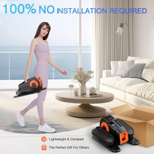 DUREXO Under Desk Elliptical, Elliptical Leg Exerciser for Seniors, Home Portable Elliptical with Remote Control and 12 Adjustable Speeds, Electric Seated Pedal Exerciser