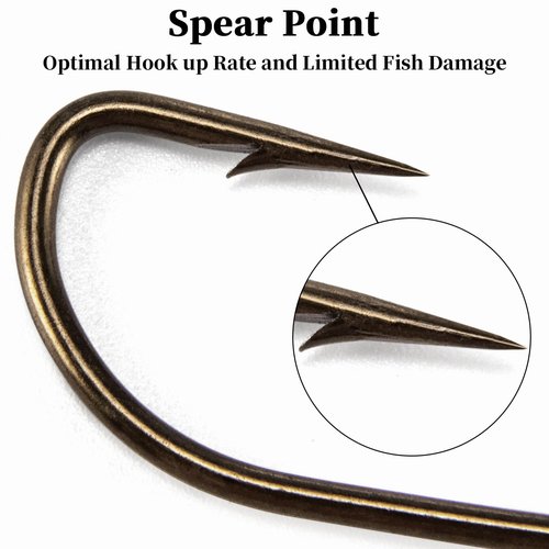 Dr.Fish 100 Pack Plain Shank Hook, Bronze, Straight Shank, in-line Classic Bass Trout Walleye J Hooks #6