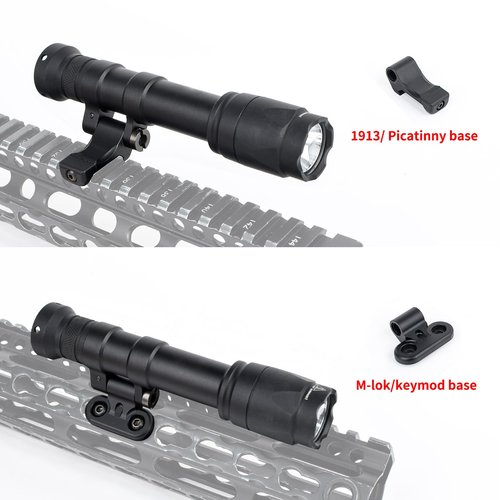 GLECTICAL 800 Lumens Tactical Flashlight with Replaceable Rotating Base, Momentary/Constant-on, Fit for 20mm Picatinny & Mlok/Keymod Rail,with Remote Pressure Switch