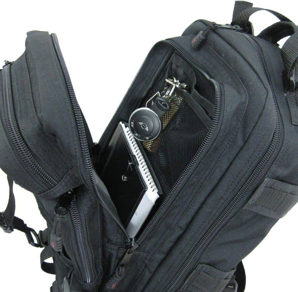 Presidio Tactical Assault Backpack - Military Approved Compact Backpack Made of Water Resistant 900 Denier Polyester - Features Large Center Pocket & MOLLE Webbing [Black]