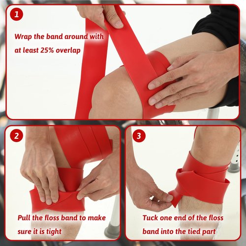 2 Pcs Muscle Floss Bands, Compression Bands with Storage Bag, Mobility and Recovery Bands for Improving Movement, Increasing Circulation & Reducing Soreness (Red & Black)