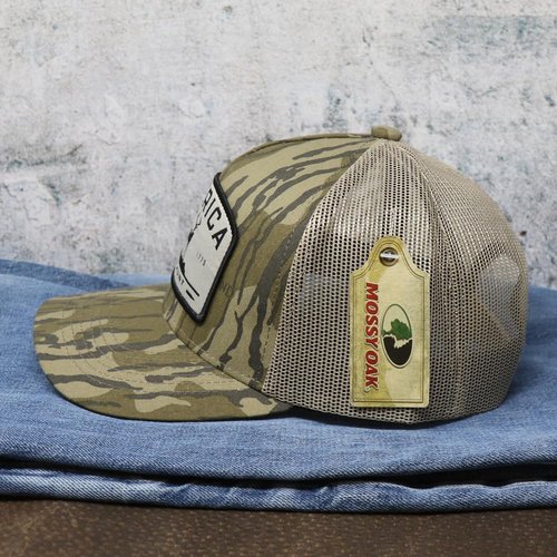 Rural Cloth America We Hunt Patch Snapback Hat, Adjustable Mesh Baseball Cap, Embroidered Trucker Hat for Men & Women, Outdoor Cap for Fishing, Hunting & More, One Size, We Hunt Deer - Bottomland Camo