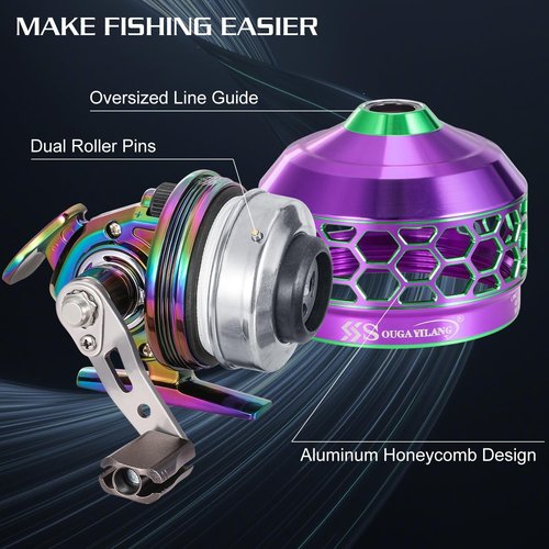 Sougayilang 5.9ft Fishing Reel Rod Combo, Two Pieces Colorful Poratble Light Weight Casting Rod with Spincast Fishing Reel for Freshwater