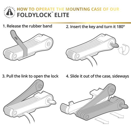 Seatylock FoldyLock Elite Folding Bike Lock - Patented 18/18 High Security Sold Secure Gold Bicycle Lock - Heavy Duty Anti Theft Secure Guard with Keys & Case Mount - 43.3"