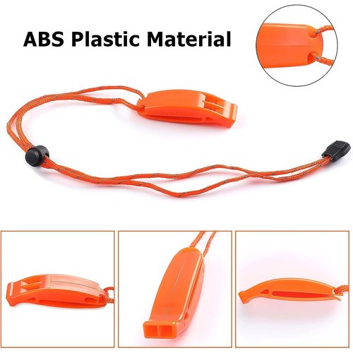 YTgilo 4PCS Outdoor Life Saving Dual Frequency Whistle Emergency Safety Whistle with Lanyard Lost Clip Survival Whistle Dolphin Tone Whistle Orange for Outdoor Adventure Home Escape Backpacking Tool