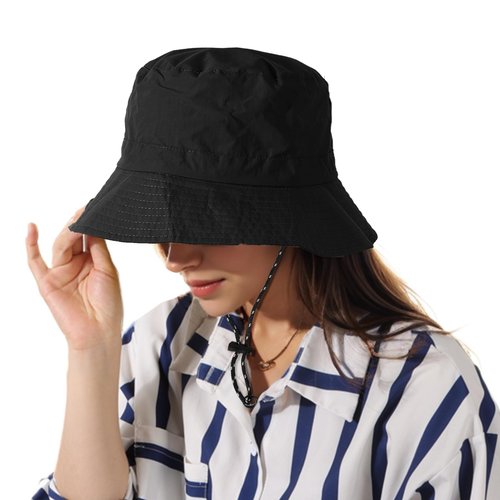 Waterproof Bucket Hat Women - UV Protection Rain Hats Ladies Packable Foldable Fishing Hat Outdoor Travel Hiking Black