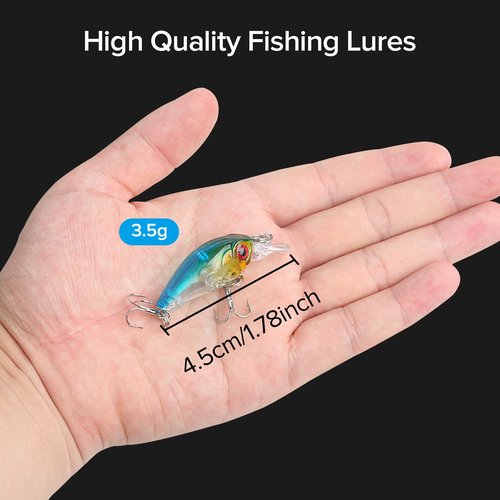 Realure 9 Pcs Minnow Bass Fishing Lures Set with Swivels, Wobbler Crankbaits with Treble Hooks, Sea Fishing Lures for Bass, Pike, Trout, Perch Lures, Hard (Mixed Colors)
