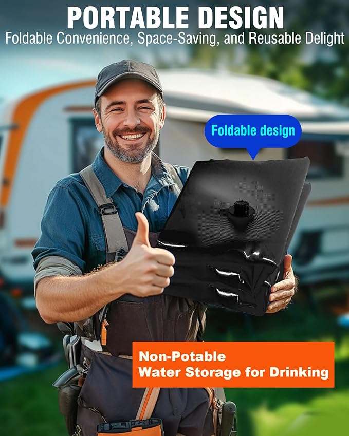 PYY Portable 264 Gallon Water Bladder - Truck Bed,Carrier Cart, Large Water Bob Bathtub Emergency Water Bladders for Outdoor RV Car Camping,Water Bladder Tank with Spigot,Overflow Kit-Black 1000L