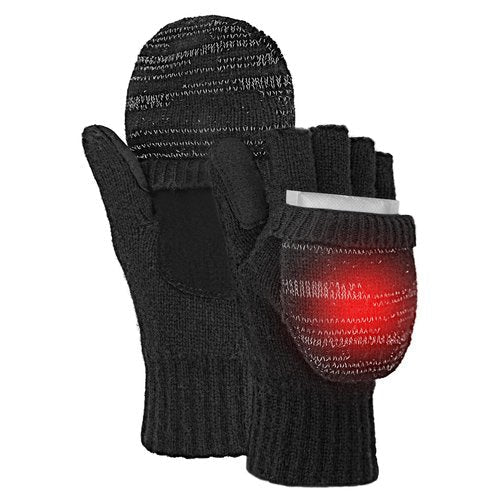 BERGWEISER Flip Winter Gloves, Wool Fingerless Gloves for Women Men Cold Weather, Mittens with Reflective for Christmas Gifts