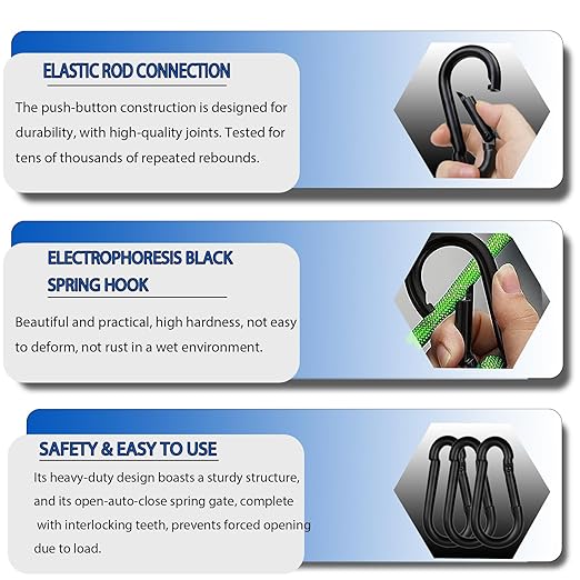 40PCS M6 Carabiner Clips,2.36Inch Spring Snap Hook Quick Link Small Carabiner Clips,Spring Link Buckle for DIY Fishing Camping Hammock Dog Leashes-270LBS Holding Capacity