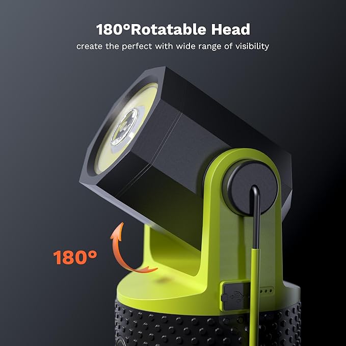 CLAKAP LED Camping Lantern, 3000Lumens Rechargeable 180°Rotatable Flashlight Lantern, Portable Camping Light with 4000mAh Phone Charger, IPX4 Waterproof Emergency Light for Power Outages Hurricane