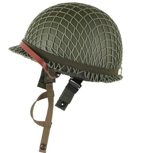 M1 Helmet, US Army Helmet, WW2 Gear Helmet Metal Steel Shell, Replica Helmet with Net Canvas Chin Strap Cat Eye Band