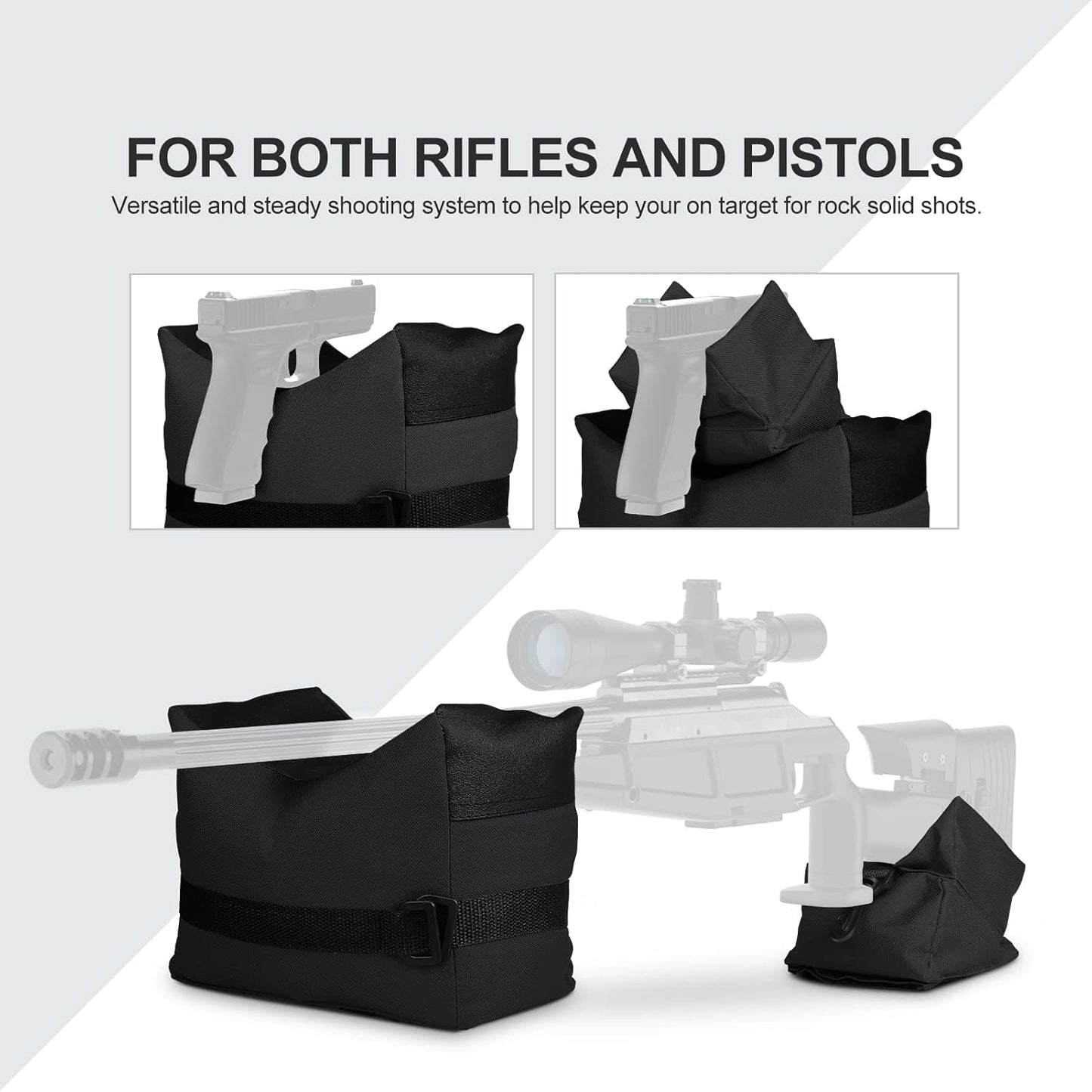 Twod Outdoor Shooting Rest Bags - Target Sports Bench Rest with Front & Rear Support SandBag Stand Holders for Gun Rifle Shooting Hunting Photography - Unfilled