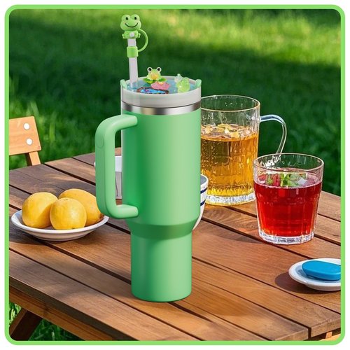 Stanley Name Plate 40 30 oz - Stanley Cup Accessories Name Plate with Silicone Straw Cover Cap for Tumblers for Girls, Daughters, Nieces and Granddaughters (Glow in The Dark, Frog) Style-9