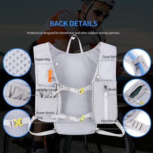 Apuode Running Hydration Vest Backpack,Lightweight Insulated Pack Daypack for Hiking Trail Running Cycling Race Marathon for Women Men (Black, Only Backpack)