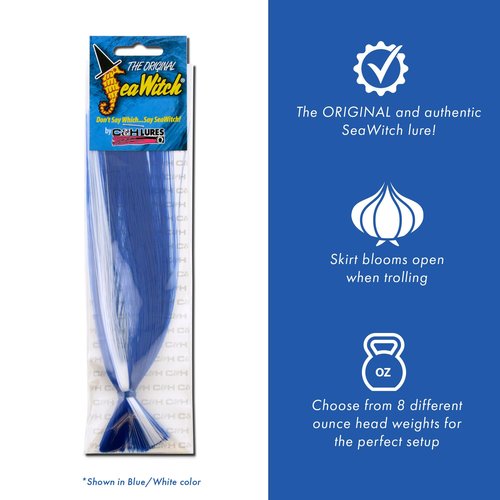 C&H Lures, Sea Witch Lure, Blue/White Skirt, 1/8 oz
