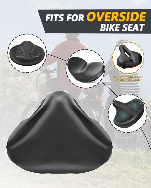 Wide Bike Seat Cover Waterproof 14"W * 11.5"L for YLG Large Seats, 2Pack Large Waterproof Bicycle Seat Cover, XXL Oversized Bike Seat Rain Cover, Sun & Dust Protector, Washable Bike Seat Cushion Cover