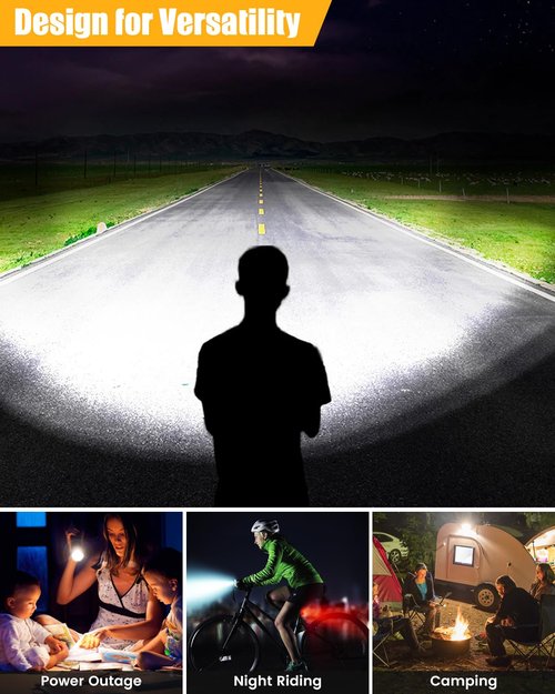 Super Bright Bike Lights for Night Riding, 8 Lighting Modes Waterproof Bike Headlight, Type-C Rechargeable Bicycle Headlight, Perfect for Adult Kid Mountain Road Commuter Cycling, Runtime 40+ hrs