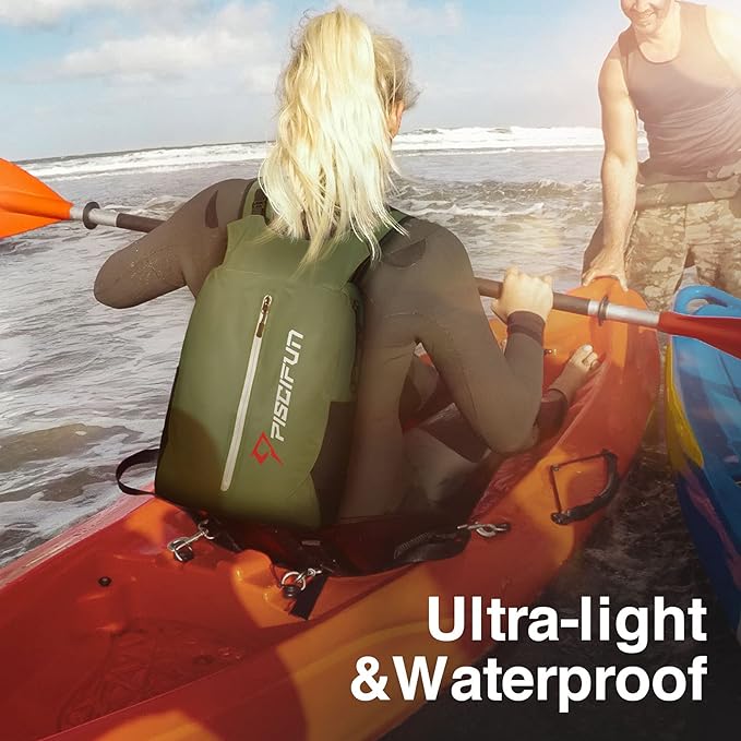 Piscifun Dry Bag Waterproof, Lightweight Dry Backpack with Waist Pouch and Phone Case for Kayaking, Boating 10L 20L 30L