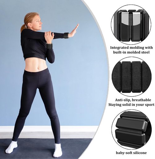 Wrist & Ankle Weights for Women Set of 2(1Lbs Each), Comfortable and Breathable, Freely Removable, Adjustable Ankle Weights for Pilates, Walking, Yoga, Dance,Aerobics, Gym, Home workouts