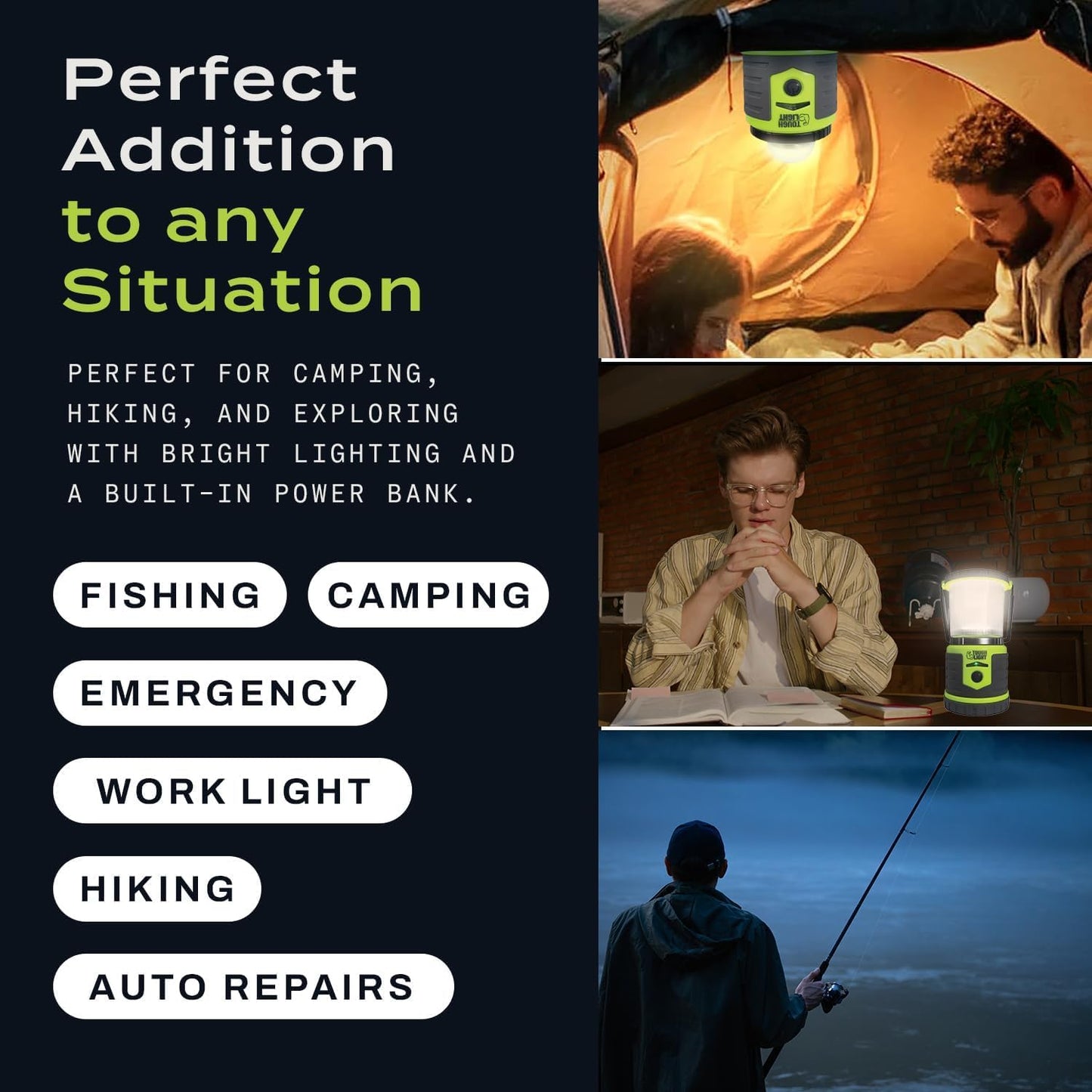 USB Rechargeable Camping Lantern, 400 Lumens LED Lantern, Hanging Tent Lamp, 6000mAh Power Bank, 200 Hour, 6 Modes, for Outdoors & Emergency