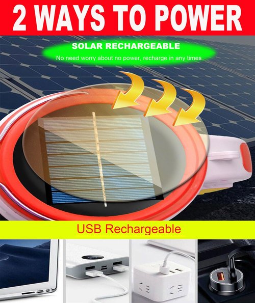 LED Searchlight, Solar Rechargeable Super Bright 10000LM Handheld Spotlight Lantern, Multifunctional LED Lamp Camping Flashlight, 5 Light Modes, IPX4 Waterproof, for Emergency