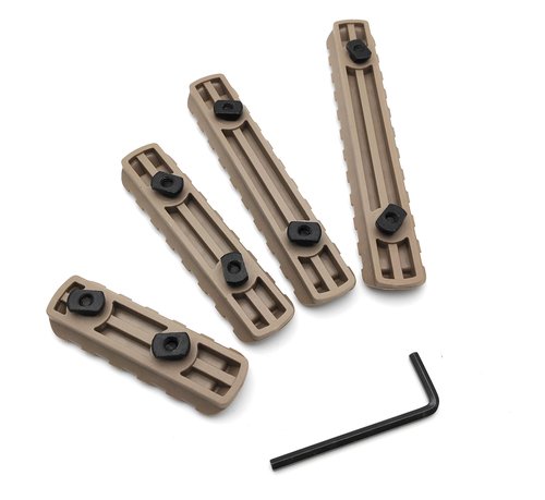 Yatrouys 5-Pack M-LOK Polymer Picatinny Rail Sections Kit for M-lok Rail Mount System - 5/7/9/11/13 Slots (Tan)