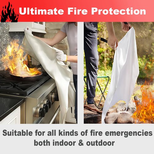 Emergency Fire Suppression Blankets 40" x 40" Fire Proof Fiberglass Blanket for Survival - High Heat Resistant Fire Extinguisher for Office, Home, Kitchen, Grill, Camping, Car, School, etc. 1-Pack