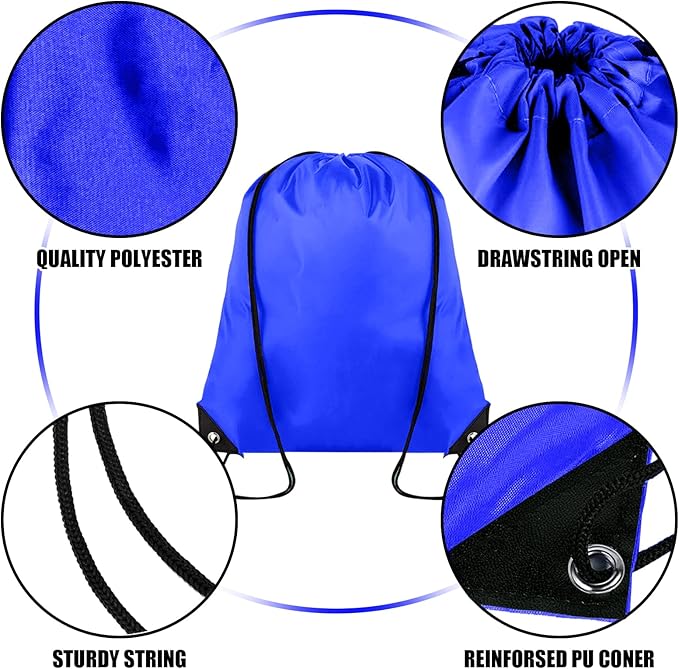 60 Pieces Drawstring Backpack Bulk Cinch Sackpack Ployster Drawstring Bags for Gym Party Trip(Navy Blue)